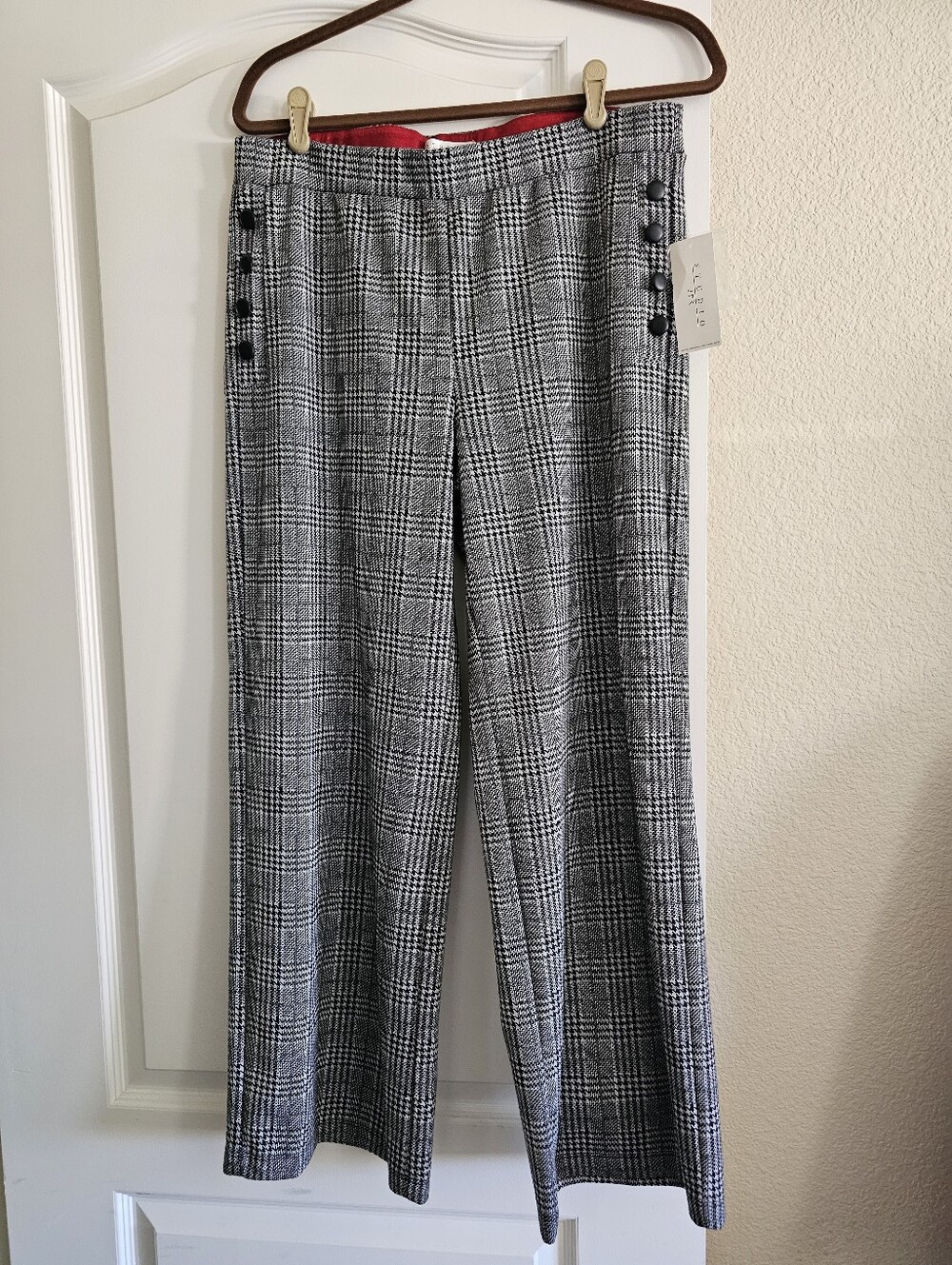 Studio Black & White Glen Plaid Wide-Leg Pants